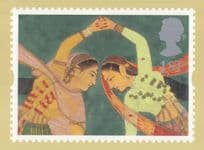Kathak Dance Indian Mughal Orangzeb Painting RMPQ Stamp Postcard