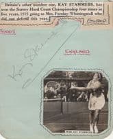 Kay Stammers Wimbledon Tennis Ladies 1935 Hand Signed Autograph
