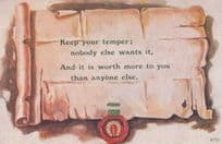 Keep Your Temper Anger Nobody Wants It Old Proverb Postcard