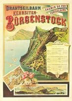Kehrsiten Burgenstock 1892 Drahtseibahn Swiss Railway Poster Postcard