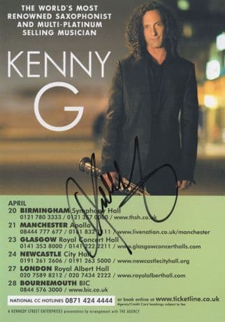 Kenny G Jazz Saxophonist Hand Signed Live Theatre Flyer