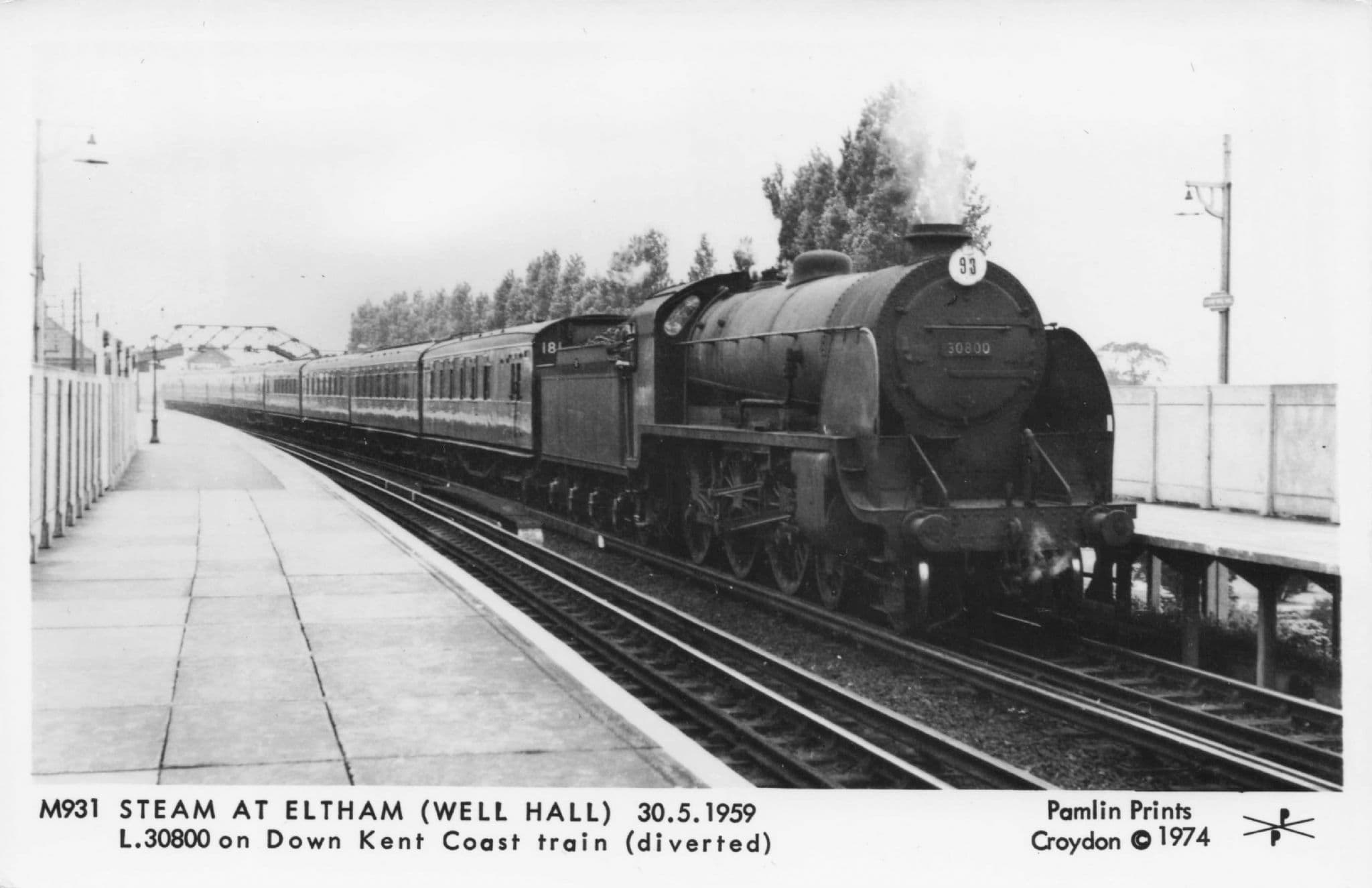 Kent Coast Train at Eltham Station in 1959 Pamlin Prints Railway RPC ...
