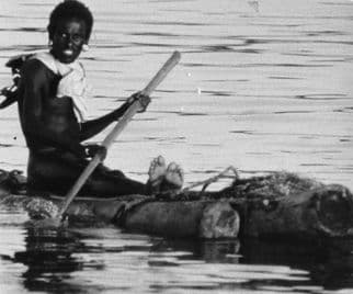 Kenya Man In Canoe Rowing Boat Vintage 5x5 African Press Photo