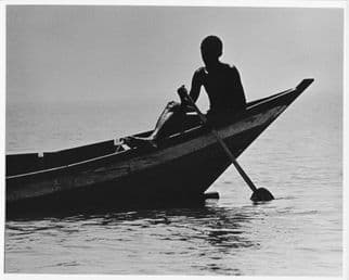 Kenyan Man In Canoe Boat Silhouette African 10x8 Photo