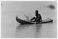 Kenyan Man In Man Made Old Canoe Boat Vintage African 9x7 Photo