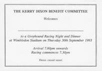 Kerry Dixon Chelsea Football Club Race Night Invitation Card
