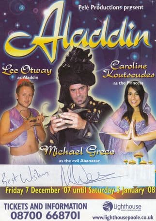 Kerry Newell GMTV Wake Wakey Aladdin Rhyl Welsh Hand Signed Theatre Flyer