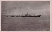 King Alfred Navy Ship + Spain Spanish Boat Real Photo 1913 Antique Postcard