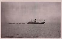 King Alfred Navy Ship + Spain Spanish Boat RPC Real Photo 1913 Antique Postcard