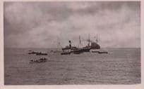 King Alfred Royal Navy Ship & Spanish Real Photo 1913 Antique Postcard