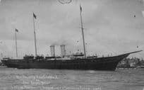 King George On Royal Yacht Leaving Portsmouth Ship Coronation Review Postcard