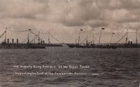 King George V On Royal Yacht Coronation Review Ship Inspection Old Postcard