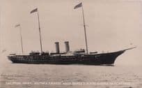 King George V On Royal Yacht Leaving Penzance WW1 Ship Old Real Photo Postcard