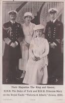 King George V Queen Mary at Cowes 1920 Victoria & Albert Ship Postcard
