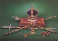 King St Edward's Cross Ampulla Spoon Sceptre Rod Royal Regalia Photo Postcard