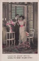 Kissing Eyes Lovers Secret Spy Code Glamour Old Romantic Postcard