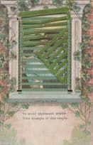 Kitchen Shutters Window Blind Blinds Rear Antique Kiss Kissing Postcard