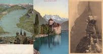 Lac Leman Map Chillon Dent Du Midi 3x Old Switzerland Postcard s