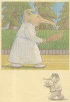 Lady Elephant Playing Tennis Sport Never Forget Match Postcard