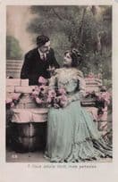 Lady In Green Siren Fashion Erotic Lovers Secret Code French RPC Postcard