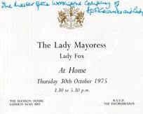 Lady Murray Fox Lady Mayoress 1975 Private Invitation Card