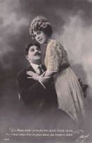 Lady Seducing Man Falling Onto Him Secret Code Love Glamour Old Postcard