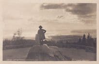 Lady Watching Norway Sunset Antique Postcard