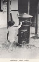 Landour India 1930s Pillar Post Letter Box Postcard