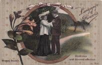 Language Of Flowers Honeysuckle Reverse Coded Message Old Postcard