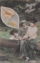 Language Of Flowers Marigold Jealousy Love Romantic Old Postcard