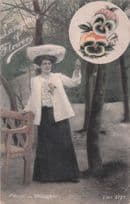 Language Of Flowers Pansy Thoughts Old Romantic Postcard