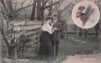 Language Of Flowers Poppy Lovers Consoling Each Other Old Postcard