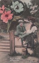 Language Of Flowers Single Amemone Lovers Anticipation Old Postcard