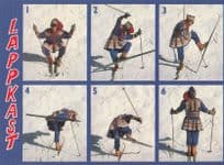 Lappkast Swedish Ski Instructions Postcard