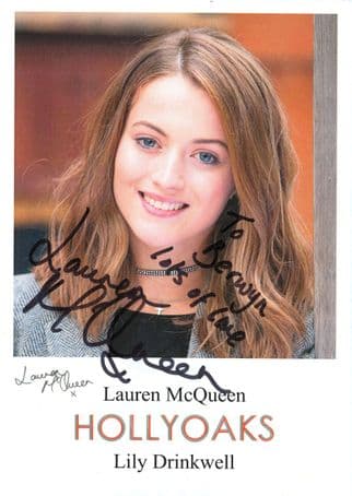 Lauren McQueen as Lily Drinkwell Hollyoaks Hand Signed Cast Card Photo