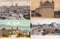 Lausanne Chateau Et Les Alpes De Savoie 4x Antique Switzerland Postcard s