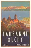 Lausanne Ouchy Switzerland 1929 Tourism Office Poster Postcard