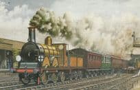 LB & SC Eastbourne Pullman Train Painting 214 Horley Station Old Painting Postcard