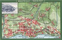 Le Grand Hotel Des Alpes Montreux Territet Switzerland Map Old Postcard