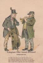 Learning Iran Music Instrument Antique German Musical Comic Postcard