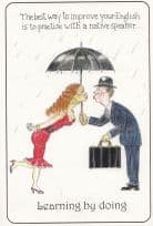 Learning To Speak English Kiss A Partner Tourist Large Comic Humour Postcard
