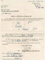 Leeds Yorkshire 1946 Fireman Not Returned His Uniform Signed Letter