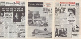 Leicester Miniature 3x Newspaper s incl Moon Landing Collection