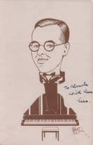 Leo Jazz Old Pianist Birmingham Caricature Hand Signed Autograph