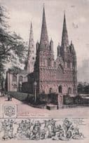 Lichfield Cathedral Roman Massacre West Front Old Postcard