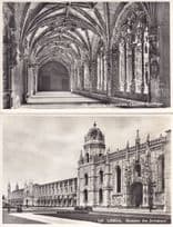 Lisboa Geronimos Mosteiro 2x Vintage Portugal Real Photo Postcard s
