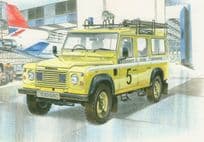 Liverpool Airport Five Service Land Rover Transport Painting Postcard