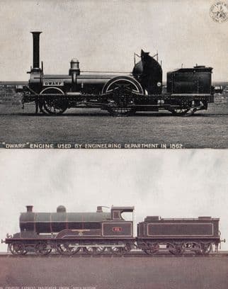 LNWR Dwarf Engine Used by Engineering Dept 1862 Train 2x Postcard