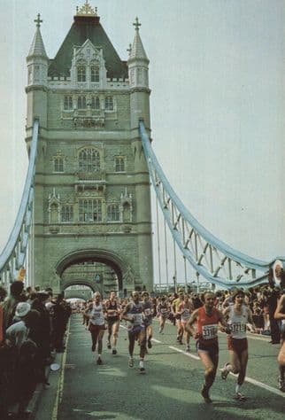 London Marathon Runners at Tower Bridge Postcard