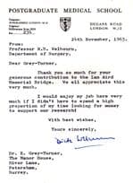 London Postgraduate Medical School To WW2 Doctor 1965 Hand Signed Letter